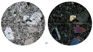 Virtual Microscope Ολιβίνης Κλινοπυρόξενος Πλαγιόκλαστο  Olivine Clinopyroxene Plagioclase [upl. by Anyehs]