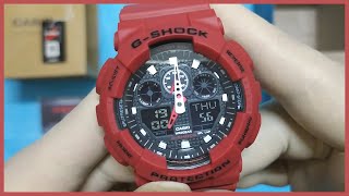 Unboxing Fake Red GShock GA100B4A  Unboxing Only No Talking [upl. by Idalia]