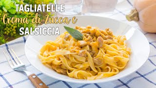 Tagliatelle con Crema di Zucca e Salsiccia – Ricetta Facile Pasta con Zucca – 55Winston55 [upl. by Euqinad919]