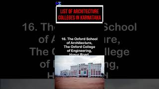 List of Architecture colleges in Karnataka [upl. by Rue]