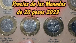 Precios de las Monedas de 20 pesos los Verdaderos precios Numismaticos 2023 [upl. by Refinej]