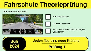 🚘 Führerschein Theorieprüfung Klasse B 🚗 Juli 2024  Prüfung 1 🎓📚 [upl. by Oibesue]