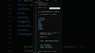 Trigonometric Degree to Radian Conversion in C language in VS Codecodequestcoding ytshorts [upl. by Dever]