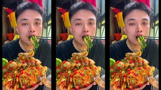 ASMR MUKBANG eating show roasted pork fish sauce meatball rice vegetable shrimp yummy1 [upl. by Elletsyrc]