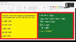 Ângulos Suplementares 📐 Exercício [upl. by Ellocin]