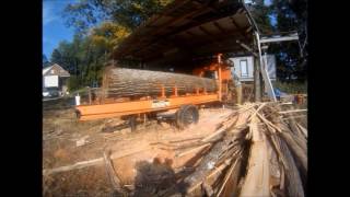 Using 12 volt winch to load and turn logs on LT30 Wood mizer [upl. by Donnie]