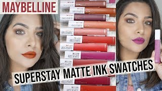 NEW Maybelline Superstay Matte Ink Swatches amp Review  All 13 Shades  Anubha [upl. by Sioled]