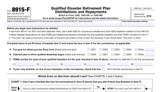 IRS Form 8915F walkthrough Qualified Disaster Retirement Plan Distributions amp Repayments [upl. by Diena869]