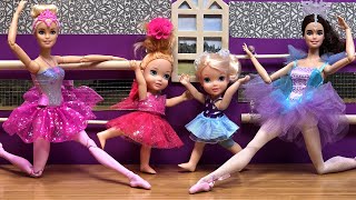 Ballerinas  Elsa amp Anna toddlers are practicing ballet  Barbie dolls  Aurora is the teacher [upl. by Martina]