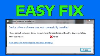 How To Fix MTP USB Device Driver Failed to Install [upl. by Colb458]