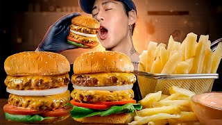 ASMR MUKBANG DOUBLE CHEESEBURGER amp FRIES  COOKING amp EATING SOUNDS  Zach Choi ASMR [upl. by Yevi770]