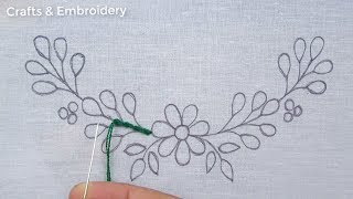 Hand Embroidery Patterns Simple Neckline Embroidery Tutorial [upl. by Upshaw]