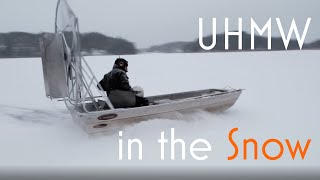 Mini electric airboat with UHMW in SNOW [upl. by Bokaj438]