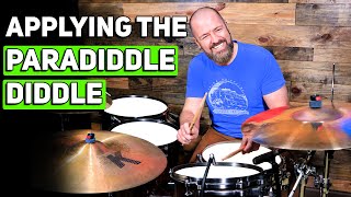 Applying the Paradiddle Diddle to the Drum Set FULL DRUM LESSON [upl. by Aihsila450]