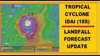 CYCLONE IDAI 18S LANDFALL FORECAST ON MOZAMBIQUE COAST UPDATE 3102019 [upl. by Muir]