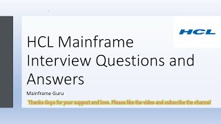 HCL Mainframe Interview Questions and Answers for Experienced JCL COBOL DB2  Mainframe Guru [upl. by Estis]