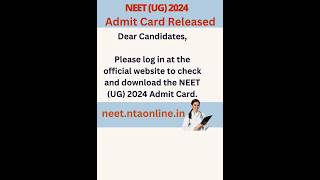 NEET UG 2024 Admit Card ReleasedVerification code errorPhoto not visibleTry after sometime [upl. by Sollows]