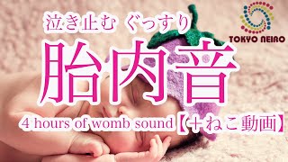 【夜泣き専用】赤ちゃんが泣き止む！寝かしつけ胎内音4時間【猫も熟睡編】Baby stops crying Sleeping womb sound 4 hours ASMR [upl. by Cheslie]