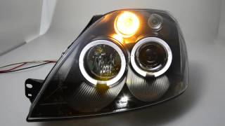 Angel Eye headlight for Ford Fiesta Mk6 LED helo rims black SWTuning [upl. by Obau]