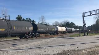 CSX 3014 takes X692 out of Maxwell Yard after waiting for M893 [upl. by Erapsag59]