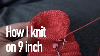 HOW I KNIT on 9 inch circular knitting needles in a round  sock knitting tutorial [upl. by Mapel246]