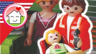 Playmobil video Paul Gets Hurt  The Hauser Family  Playmobil hospital [upl. by Ahsyak]