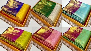 Pure Kanchipuram silk pattu sarees with priceWedding collectionJhanvika Fashions amp Vlogs [upl. by Suirad499]