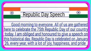 Speech On Republic Day 2024  Speech On 26 January  Republic Day Speech English [upl. by Jacobsen]