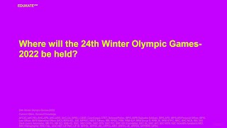 Where will the 24th Winter Olympic Games2022 be held [upl. by Htiekel]