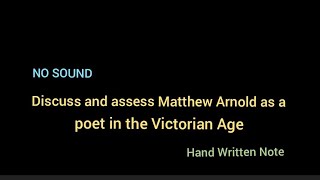 Discuss and assess Matthew Arnold as a poet in the Victorian Age [upl. by Treborsemaj]