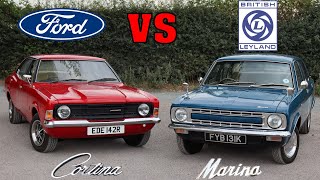 Morris Marina vs Mk3 Cortina  Ford vs British Leyland 70s Shootout 1971 18 Super1977 16 L [upl. by Libenson]