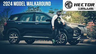 2024 MG Hector Plus Detailed Walkaround Review  Interior Exterior Walkthrough [upl. by Dahsra]