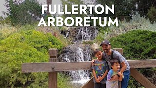 Fullerton Arboretum with Kids  Trees Plants Stream Pond Waterfall amp Turtles [upl. by Camile]