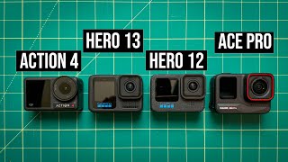 GoPro Hero 13 vs Hero 12 vs DJI Action 4 vs Insta360 Ace Pro [upl. by Madelin536]