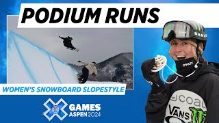 Women’s Snowboard Slopestyle Top 3 Runs  X Games Aspen 2024 [upl. by Nelav138]