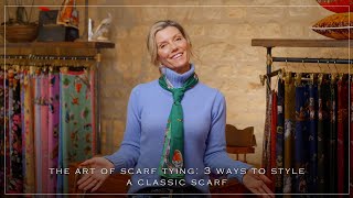 Scarf Tying Tutorial 3 Simple Styles with a Classic Silk Scarf [upl. by Dammahum]