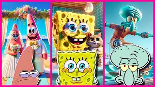 SpongeBob GETS MARRIED💍 BATHES KITTEN🐱 SKATEBOARDER🛹  ALL Characters [upl. by Burta]