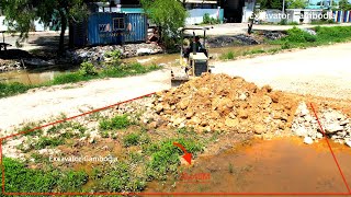 Amazing Best Mini Trucks Unloading Soil And Small Bulldozer Mitsubishi Pushing Landfill In 30x40m [upl. by Hareemas]