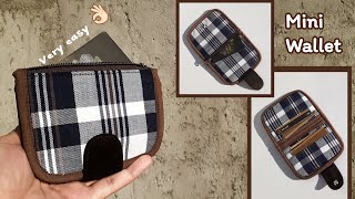 DIY Mini Wallet  bag sewing tutorial making card wallet 》آموزش کیف پول [upl. by Liberati]