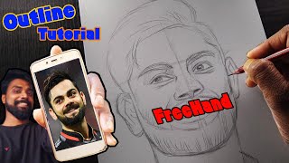 Drawing Virat Kohli Step by Step🔥 Outline Tutorial [upl. by Aettam215]