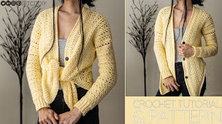 Crochet Front Tie Cardigan  Pattern amp Tutorial DIY [upl. by Aanas132]