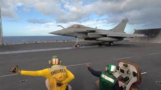 French Rafale fighter jets operate with USS George HW Bush [upl. by Aruat332]