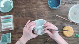 Underglaze Pencils amp Celadon Glazes [upl. by Hellah291]