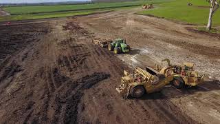 Greensill Farming  Laser Leveling and Seeding  featuresJohn Deere 9520r 8370r Caterpillar 637G [upl. by Airemat]