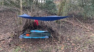 Tarp camp setup with a debris shelter [upl. by Rusert]