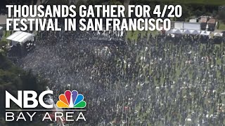 Thousands Gather in San Francisco for 420 Celebration [upl. by Leirbaj970]