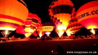 Epic Light amp Fire Show  Tiverton Balloon Festival Night Glow 2013 [upl. by Tenom]