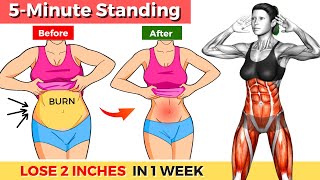 5 Minute STANDING ABS Workout ✔ Lose Your BELLY FAT in 3 Days 2 [upl. by Martynne]