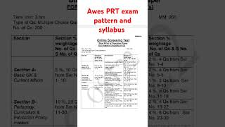 Awes prt exam pattern and syllabus prtawessyllabusviral [upl. by Taddeo]