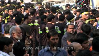 Shia Muslims gathering to participate in the Tazia procession [upl. by Denison]